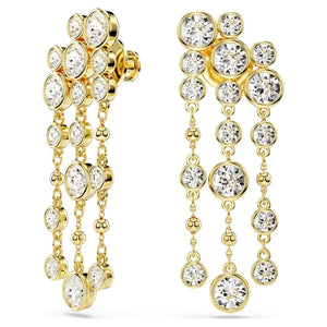 Orecchini pendenti Imber Taglio Round, Chandelier, Bianchi, Placcato color oro