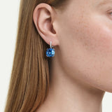 Orecchini pendenti Millenia Taglio Cushion, Blu, Placcato rodio