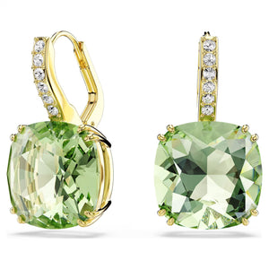 Orecchini pendenti Millenia Taglio Cushion, Verdi, Finitura oro 18K