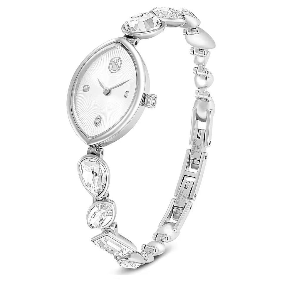 Orologio Gema Bracciale in cristallo, Tono argentato, Acciaio inossidabile