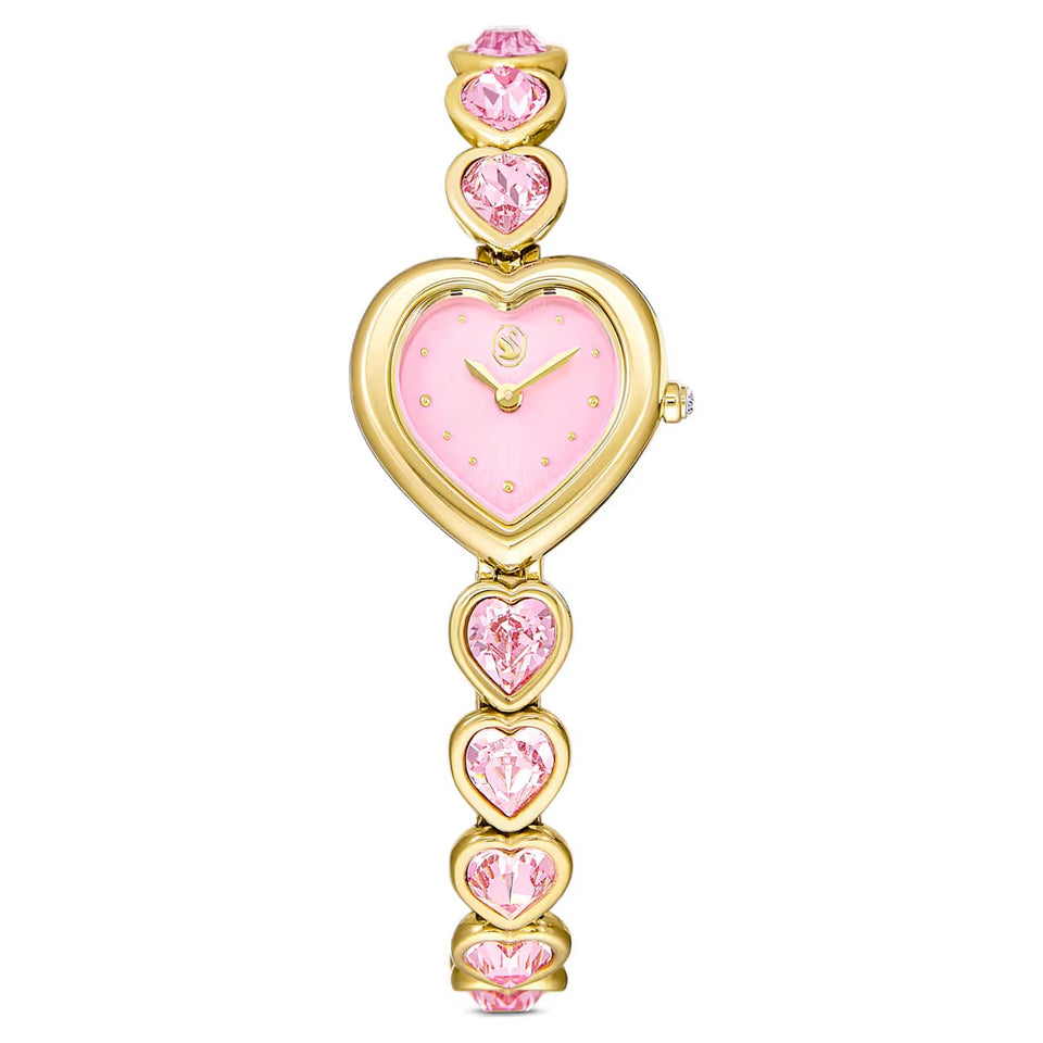 Orologio Idyllia Heart Bracciale in cristallo, Rosa, Finitura in tono dorato