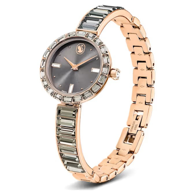 Orologio Matrix Bangle Fabbricato in Svizzera, Bracciale in cristallo, Grigio, Finitura in tono oro rosa