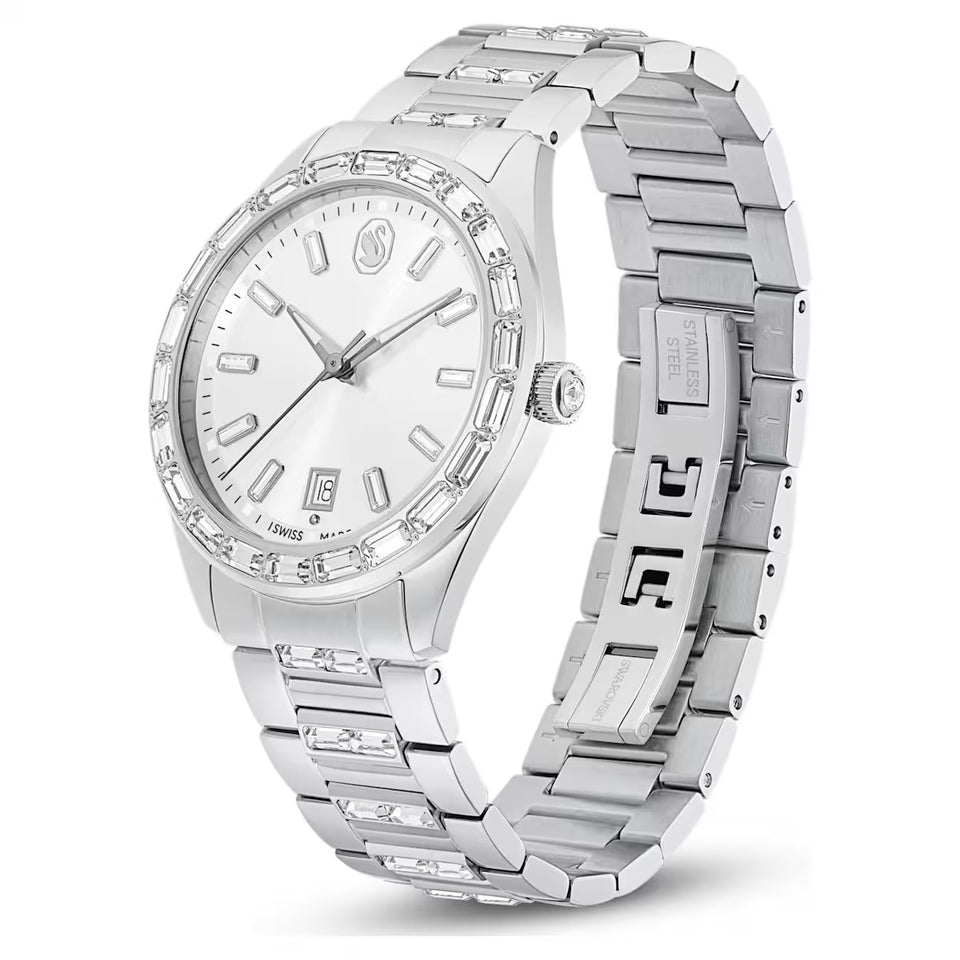Orologio Matrix date Fabbricato in Svizzera, Bracciale di metallo, Tono argentato, Acciaio inossidabile