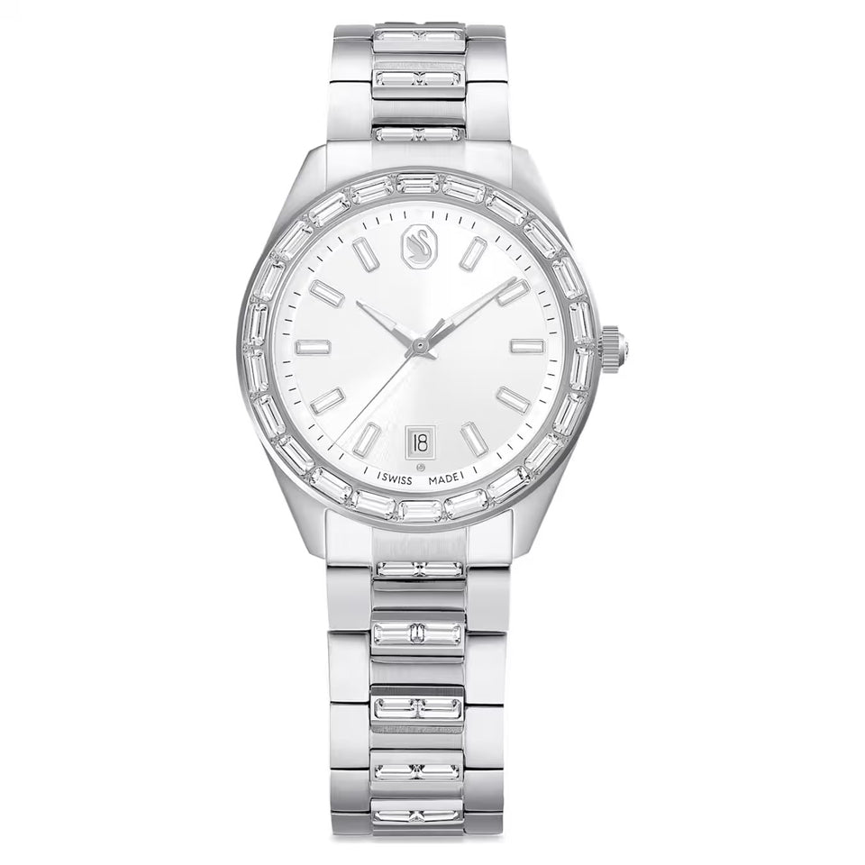 Orologio Matrix date Fabbricato in Svizzera, Bracciale di metallo, Tono argentato, Acciaio inossidabile