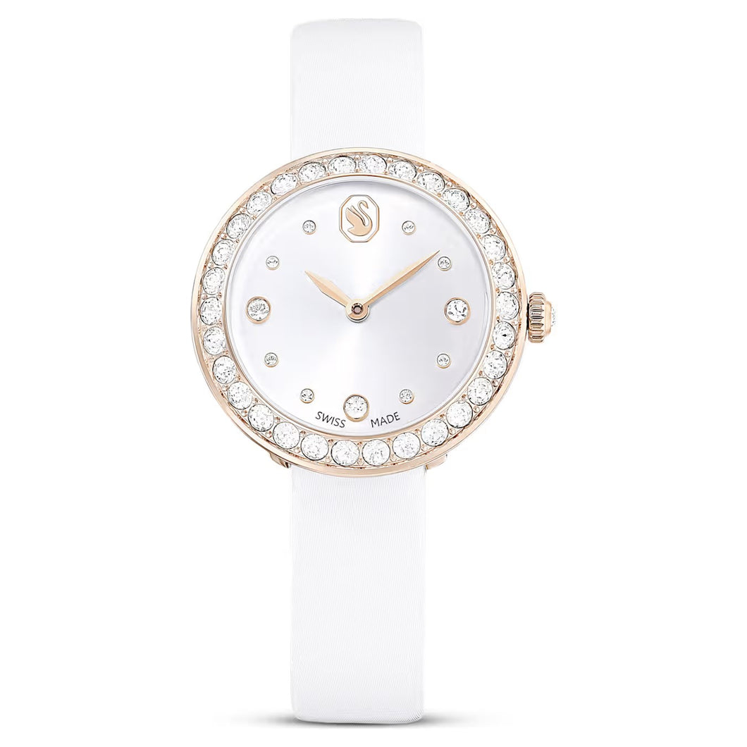 Orologio Matrix Tennis Fabbricato in Svizzera, Cinturino in pelle, Bianco, Finitura in tonalità champagne dorato