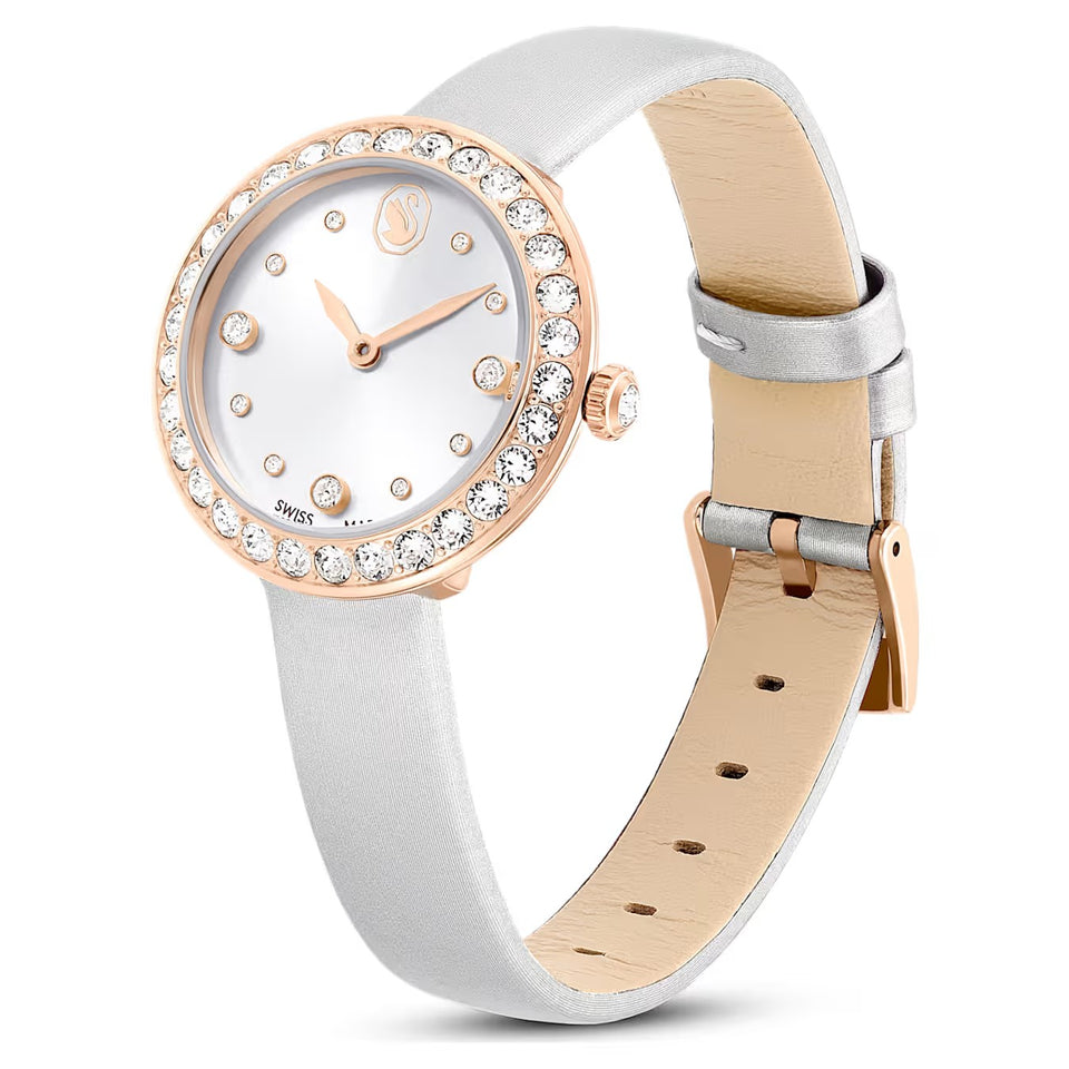 Orologio Matrix Tennis Fabbricato in Svizzera, Cinturino in pelle, Grigio, Finitura in tono oro rosa