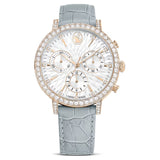 Orologio Matrix Tennis Chrono Fabbricato in Svizzera, Cinturino in pelle, Grigio, Finitura in tonalità champagne dorato
