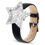 Orologio Symbolica Star Fabbricato in Svizzera, Stella, Cinturino in pelle, Bianco, Acciaio inossidabile