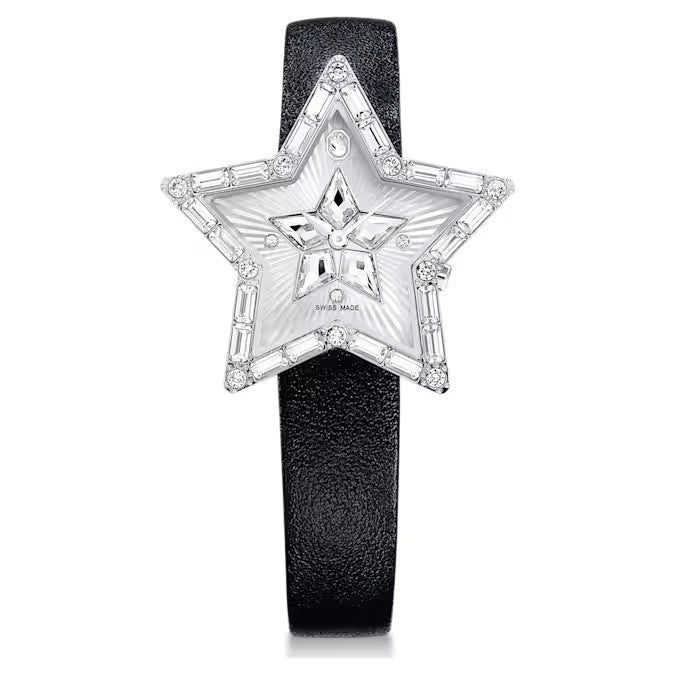 Orologio Symbolica Star Fabbricato in Svizzera, Stella, Cinturino in pelle, Bianco, Acciaio inossidabile