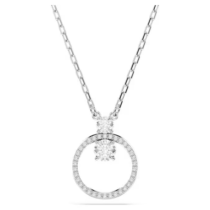 Pendente Constella Pavé, Taglio Round, Bianco, Placcato rodio