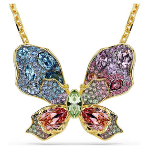 Pendente e spilla Idyllia Taglio misto, Pavé, Farfalla, Multicolore, Mix di finiture