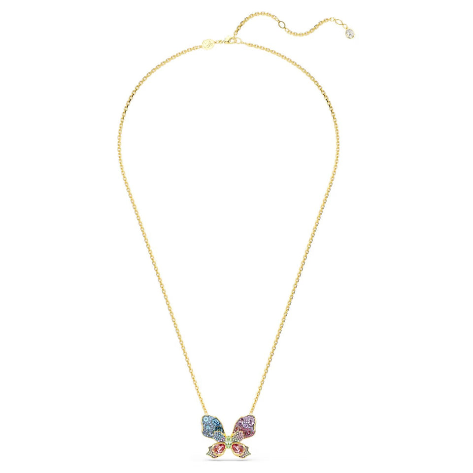 Pendente e spilla Idyllia Taglio misto, Pavé, Farfalla, Multicolore, Mix di finiture