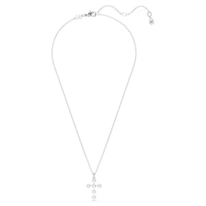 Pendente Insigne Taglio tondo, Croce, Bianco, Placcato rodio