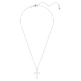 Pendente Insigne Taglio tondo, Croce, Bianco, Placcato rodio