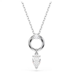 Pendente Mesmera Taglio Pear, Bianco, Placcato rodio