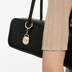 Portachiavi Taglio Oval, Bianco, Placcato color oro