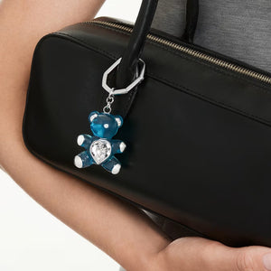 Portachiavi Teddy Orso, Blu, Placcato rodio