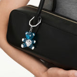 Portachiavi Teddy Orso, Blu, Placcato rodio