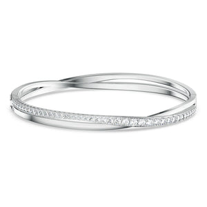 Bracciale rigido Twist Bianco, Placcato rodio