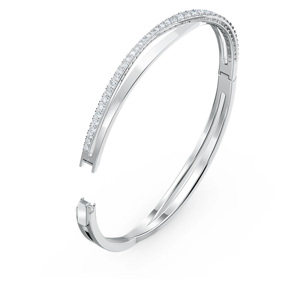 Bracciale rigido Twist Bianco, Placcato rodio
