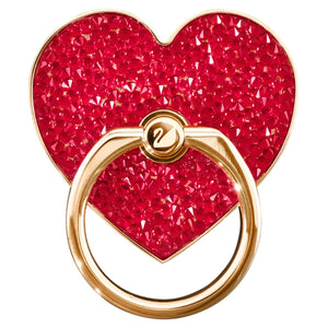 Anello adesivo Glam Rock Cuore, Rosso, Placcato color oro rosa