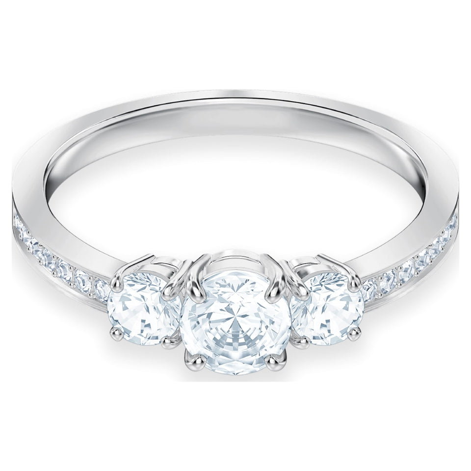 Anello Attract Trilogy Rotondo, Bianco, Placcato rodio