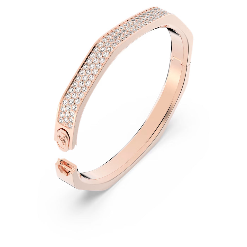 Bracciale rigido Dextera Ottagono, Pavé, Bianco, Placcato color oro rosa