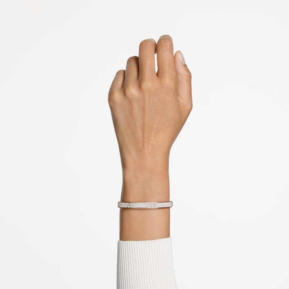Bracciale rigido Dextera Ottagono, Pavé, Bianco, Placcato color oro rosa