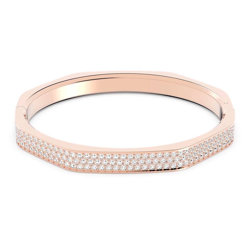 Bracciale rigido Dextera Ottagono, Pavé, Bianco, Placcato color oro rosa
