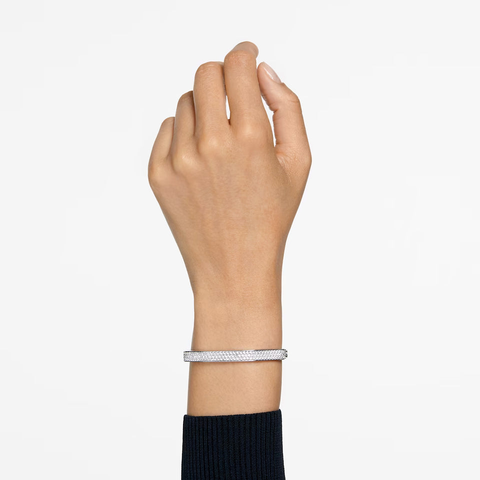 Bracciale rigido Dextera Ottagono, Pavé, Bianco, Placcato rodio