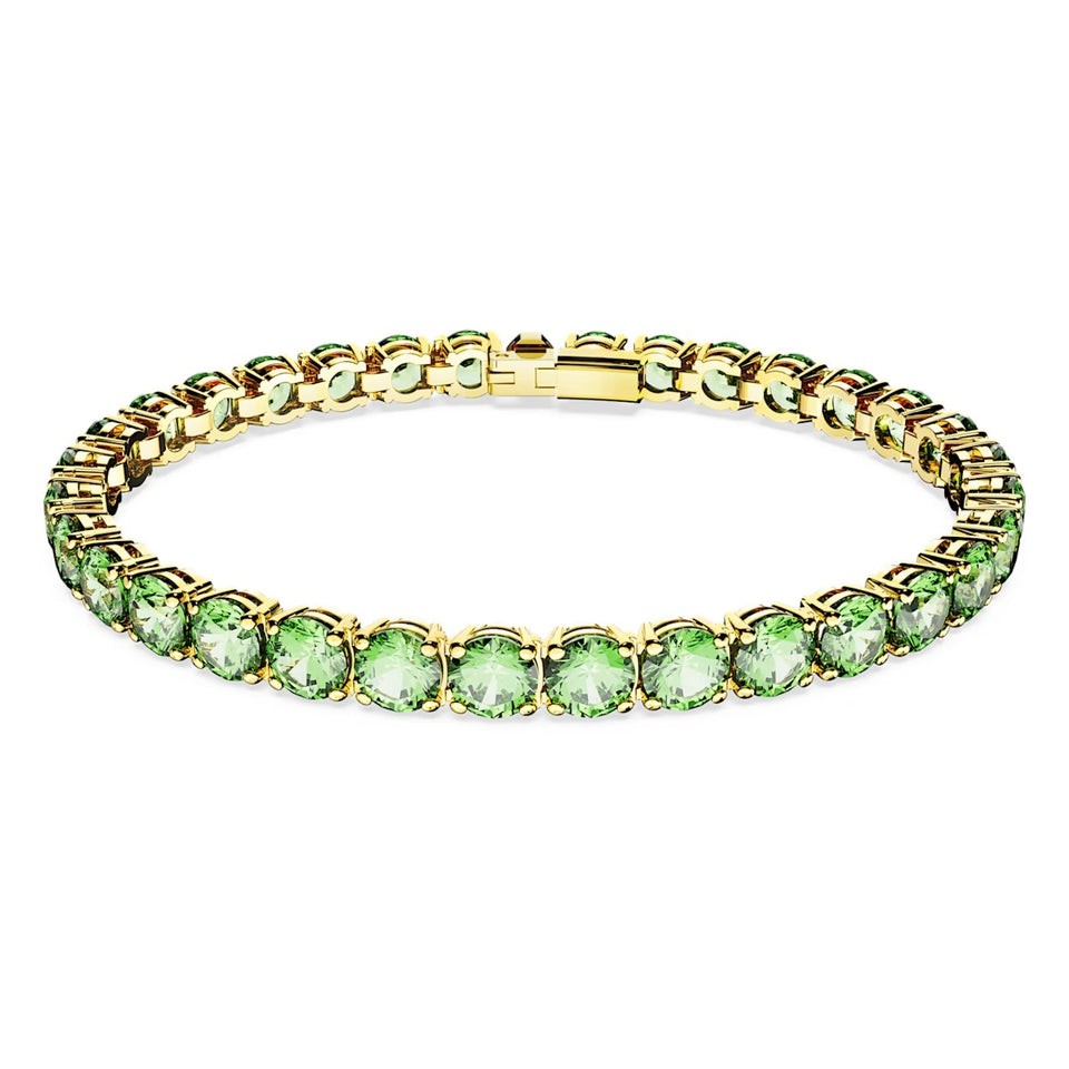 Braccialetto Matrix Tennis Taglio tondo, Medio, Verde, Placcato color oro