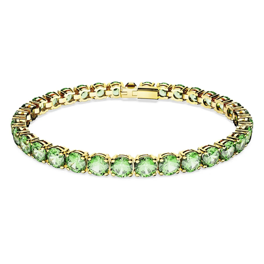 Braccialetto Matrix Tennis Taglio tondo, Medio, Verde, Placcato color oro