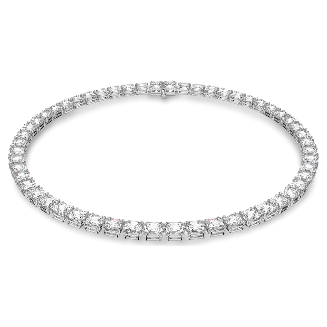 Collana Millenia Swarovski Zirconi e cristallo taglio quadrato, Bianco, Placcato rodio