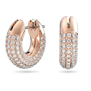 Orecchini a cerchio Dextera Pavé, Bianchi, Placcato color oro rosa