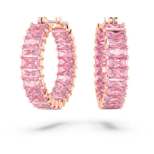 Orecchini a cerchio Matrix Taglio baguette, Rosa, Placcato color oro rosa