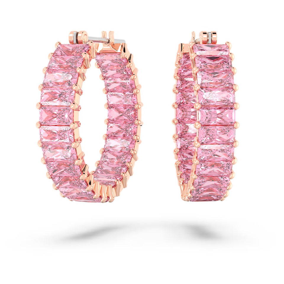 Orecchini a cerchio Matrix Taglio baguette, Rosa, Placcato color oro rosa