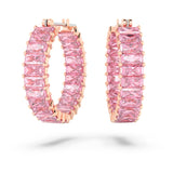 Orecchini a cerchio Matrix Taglio baguette, Rosa, Placcato color oro rosa
