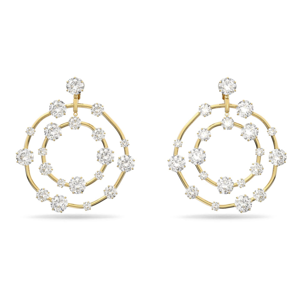 Orecchini a clip Constella Circolare, Bianco, Placcato color oro