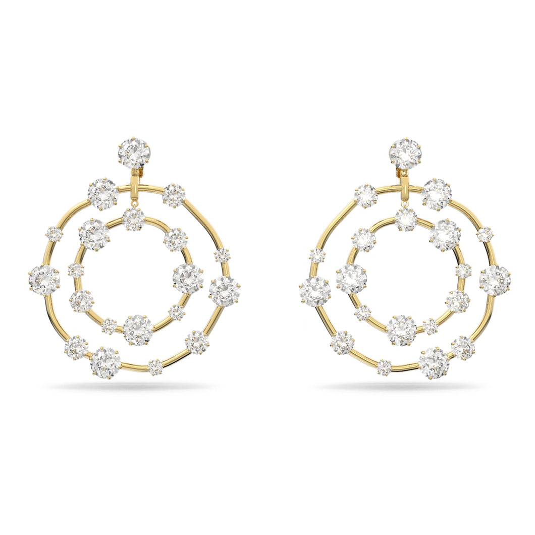 Orecchini a clip Constella Circolare, Bianco, Placcato color oro